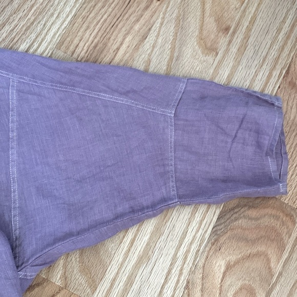 Wrap 100% Linen Tunic blouse Womens 12 Purple Lagenlook Bohemian Artsy beaded - Picture 11 of 15